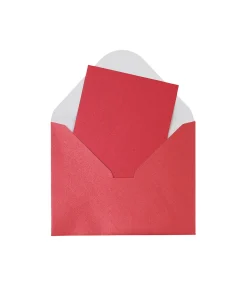 Red Small Pearlised Cards & Envelopes Set 12pc