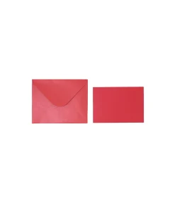 Red Small Pearlised Cards & Envelopes Set 12pc