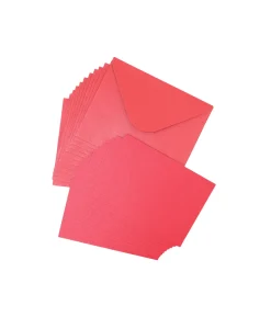 Red Small Pearlised Cards & Envelopes Set 12pc