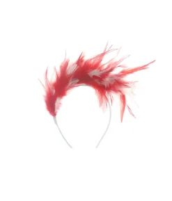 Red & White Feather Headband