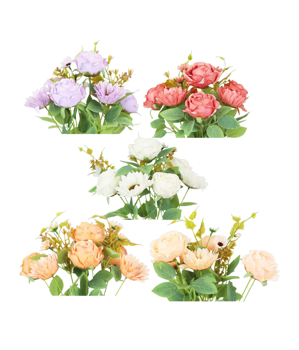 Rose Bouquet 9 Branch 43cm Assorted