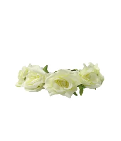Rose Flower Crown With Leafs Cream White