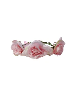 Rose Flower Crown With Leafs Pink