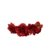 Rose Flower Crown With Leafs Red
