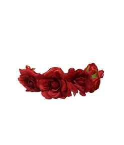 Rose Flower Crown With Leafs Red