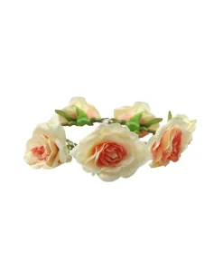 Rose Flower Crown With Leafs White & Pink