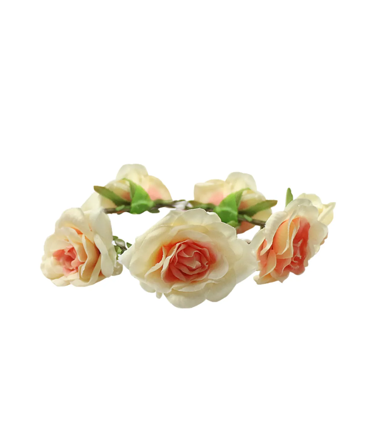 Rose Flower Crown With Leafs White & Pink