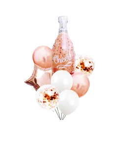 Rose Gold Cheers Party Balloon Set 8pc