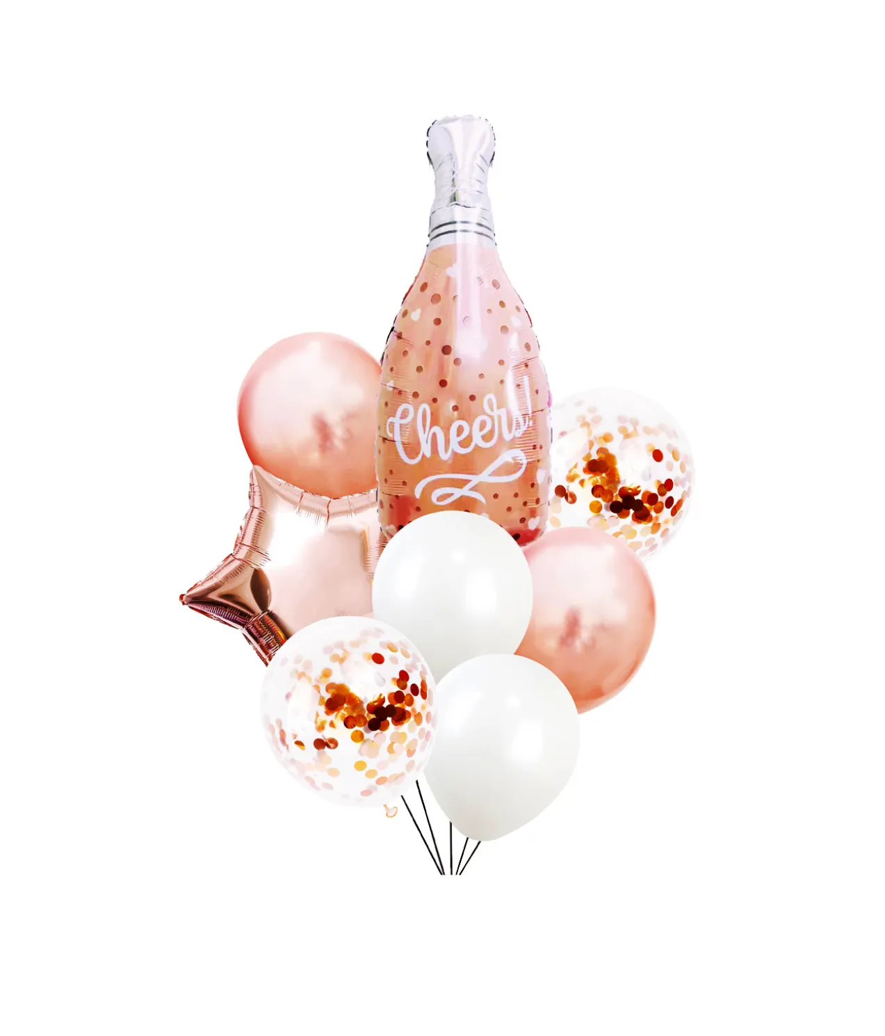 Rose Gold Cheers Party Balloon Set 8pc
