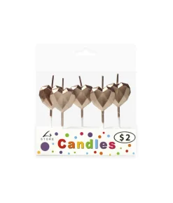 Rose Gold Diamond Heart Pick Candles 5pk