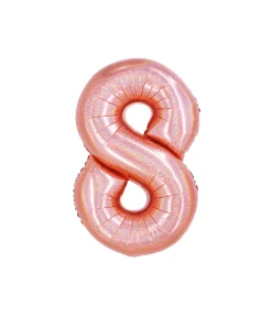 Rose Gold Holographic Foil Number Balloon 8