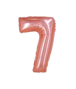 Rose Gold Holographic Foil Number Balloon 7