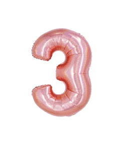Rose Gold Holographic Foil Number Balloon 3