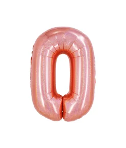 Rose Gold Holographic Foil Number Balloon 0