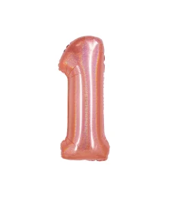 Rose Gold Holographic Foil Number Balloon 1