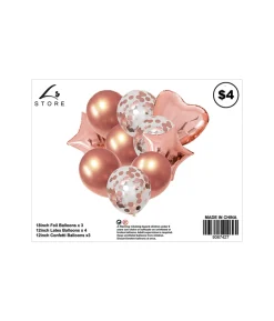 Rose Gold Party Balloons Assorted 10pc