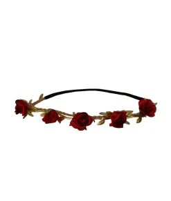 Rose Head Wrap Red with Leafs