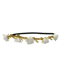 Rose Head Wrap White with Leafs