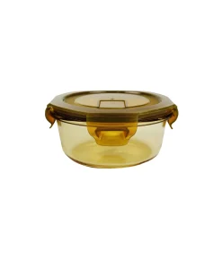 Round Amber Borosilicate Glass Container 370ml