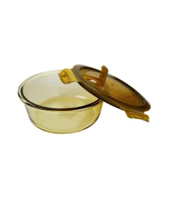 Round Amber Borosilicate Glass Container 880ml