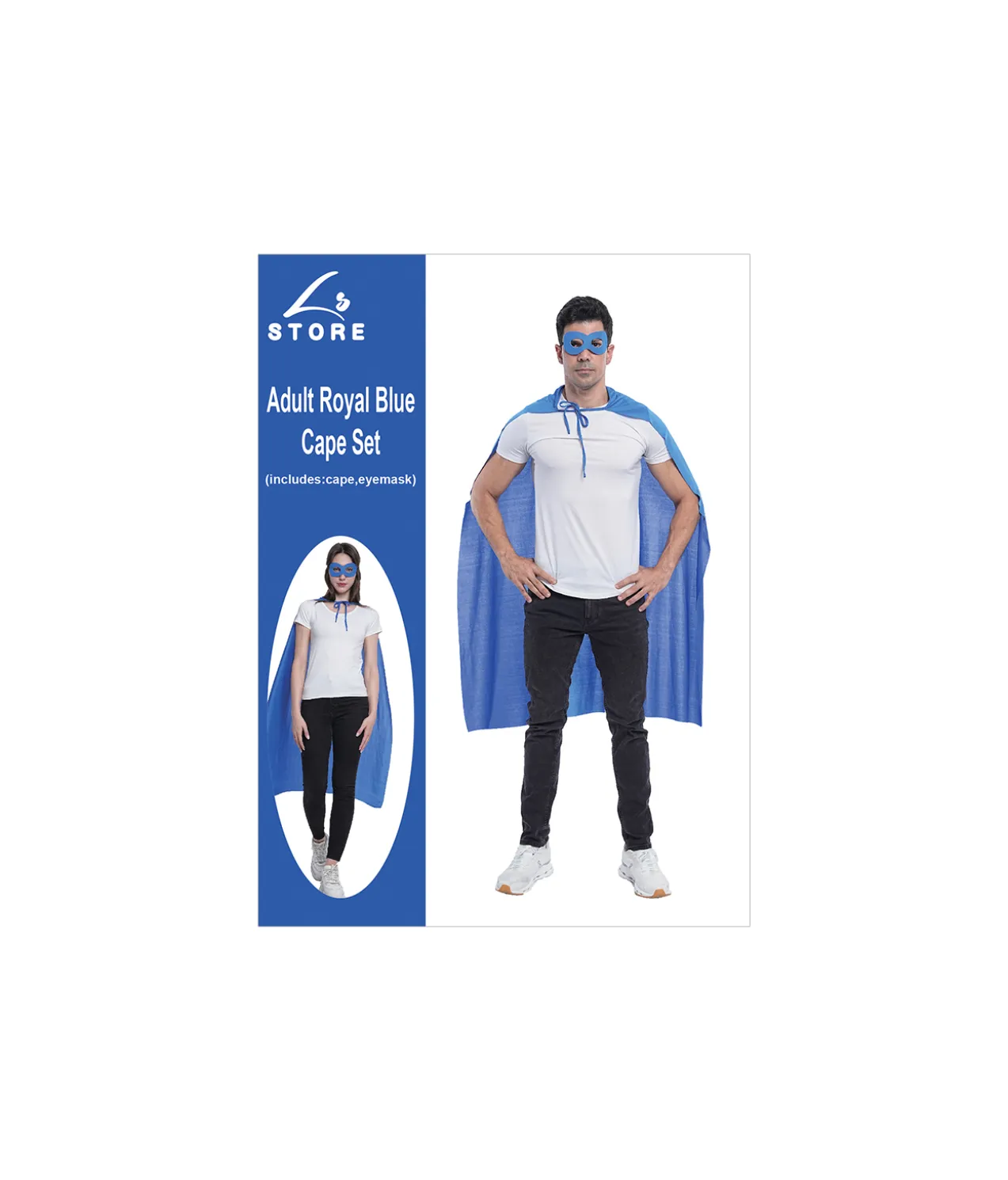 Royal Blue Adults Cape & Mask Set