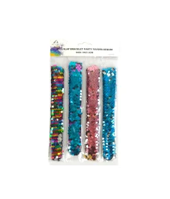 Sequin Slap Bracelet Set 4pc 3x 21.5cm