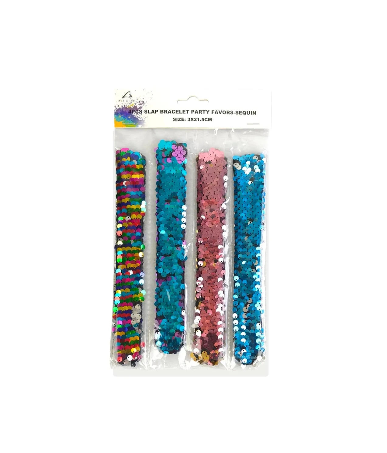 Sequin Slap Bracelet Set 4pc 3x 21.5cm