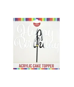Silver Acrylic Happy Birthday Topper