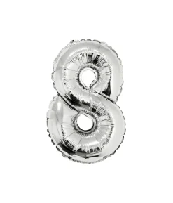 Silver Air Fill Number 8 Balloon