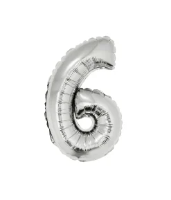 Silver Air Fill Number 6 Balloon