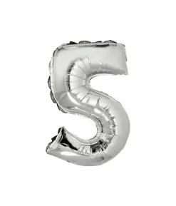 Silver Air Fill Number 5 Balloon