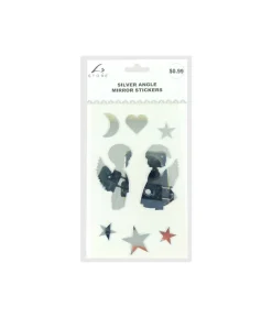 Silver Angle Mirror stickers 19.5x10cm