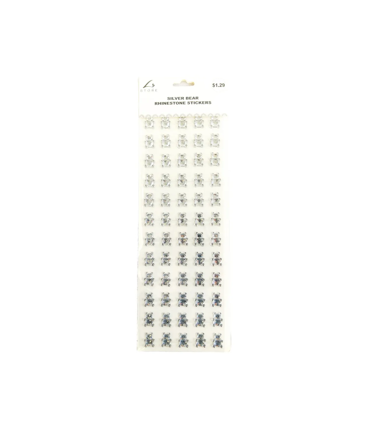 Silver Bear Rhinestone Stickers