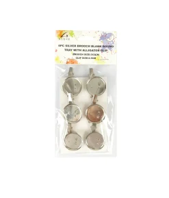 Silver Brooch Blank Round Tray with Alligator Clip 3x3cm 6pc