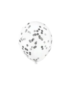 Silver Confetti Latex Balloons 12inch 6pk