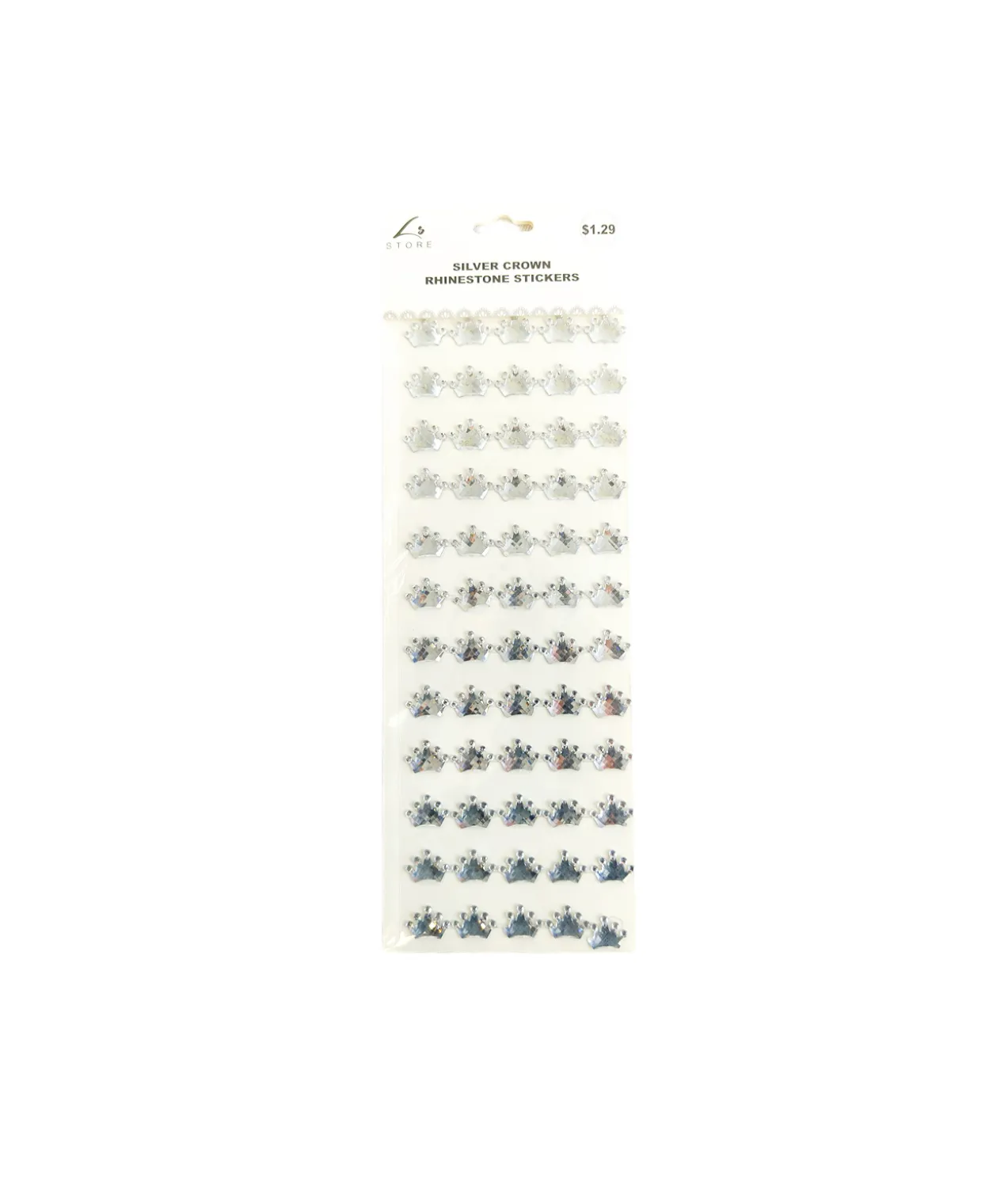 Silver Crown Rhinestone Stickers