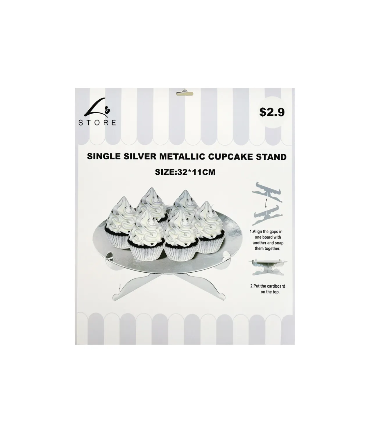 Silver Cupcake Single Tier Stand