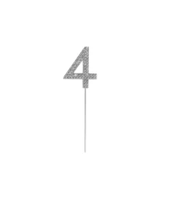 Silver Diamond Cake Topper Number 4