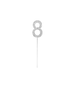 Silver Diamond Cake Topper Number 8