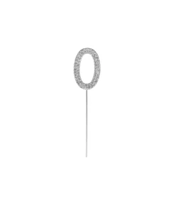 Silver Diamond Cake Topper Number 0