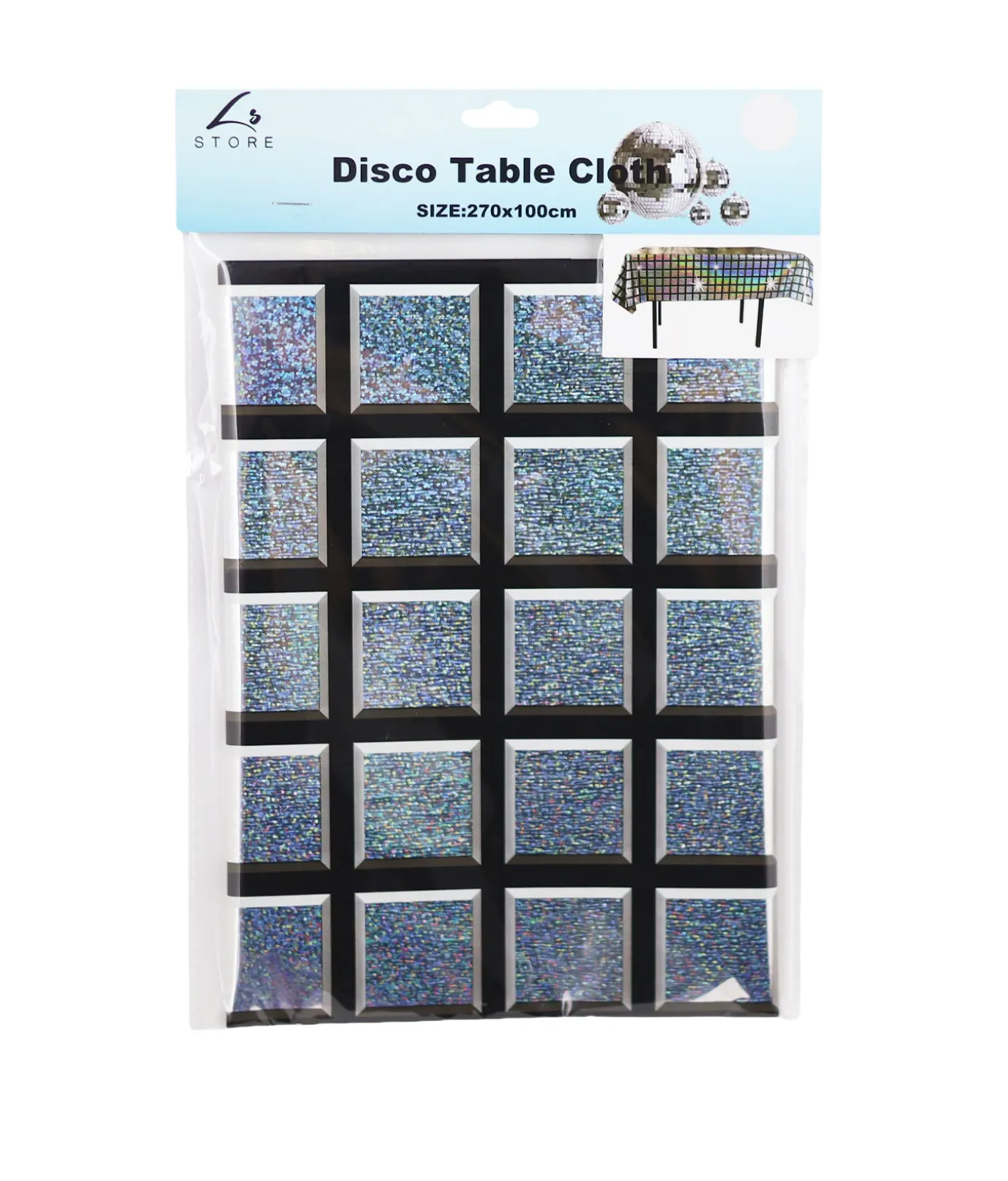 Silver Disco Tablecover 270x100cm