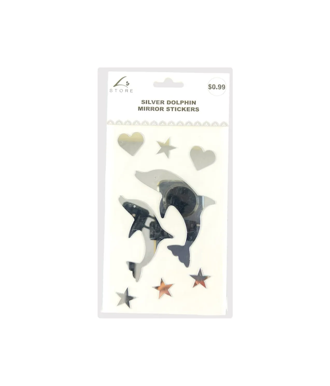 Silver Dolphin Mirror stickers 19.5x10cm