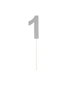 Silver Glitter Cake Topper Number 1