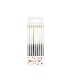 Silver Glitter Candles 24pk