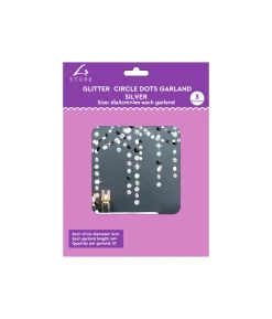Silver Glitter Circle Garland 3pk