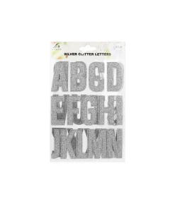 Silver Glitter Letter Stickers 26pc