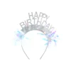 Silver Glitter Light Up Happy Birthday Headband