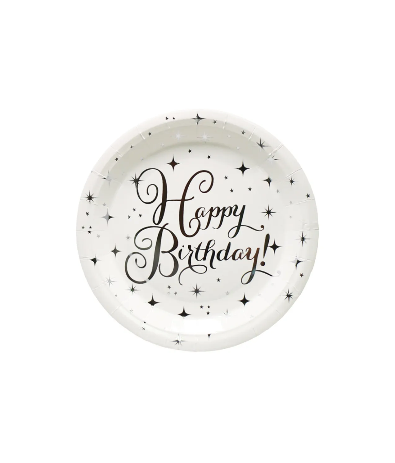 Silver Happy Birthday Paper Plates 12x9in