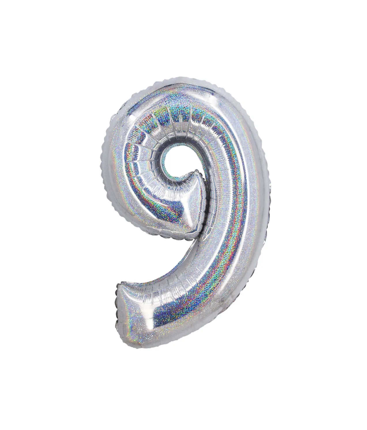 Silver Holographic Foil Number Balloon 9