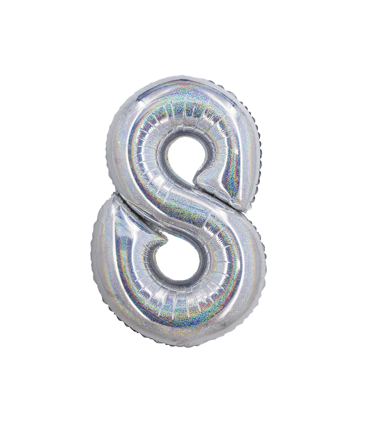 Silver Holographic Foil Number Balloon 8